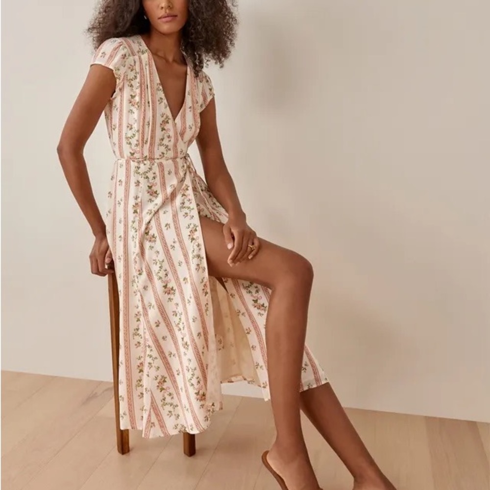 Reformation Carina Hampton Wrap Dress Floral Midi size Medium